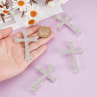4Pcs Cross Rhinestone Lapel Pins JEWB-HY0001-50S-1