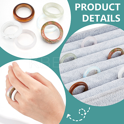 6Pcs 6 Styles Natural & Synthetic Gmestone Finger Rings for Unisex RJEW-BC0001-25-1