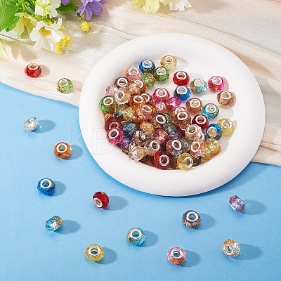 84Pcs 12 Colors Transparent Resin Rondelle European Beads RESI-TA0004-73-1