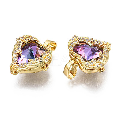 Brass Medium Violet Red Cubic Zirconia Pendants KK-Q769-019-NF-1