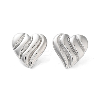 Non-Tarnish Heart 304 Stainless Steel Stud Earrings for Women EJEW-L272-033P-02-1