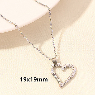 304 Stainless Steel Heart Pendant Necklaces for Men and Women FS-WG1B83F-04-1