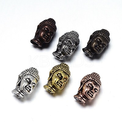 Alloy 3D Buddha Head Beads PALLOY-G052-M-1