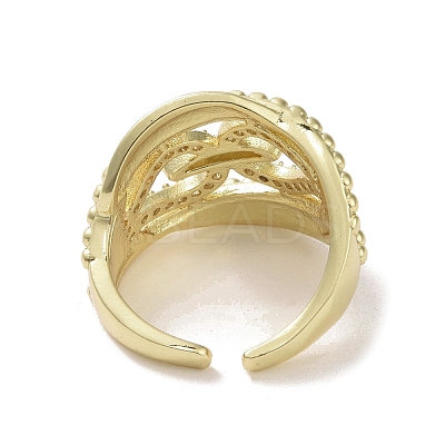 Brass Micro Pave Cubic Zirconia Open Cuff Ring RJEW-K256-51G-1