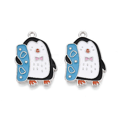 Rack Plating Alloy Enamel Penguin Pendants ENAM-T024-70A-P-1
