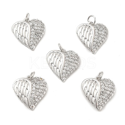 Brass Micro Pave Clear Cubic Zirconia Pendants KK-E068-VB167-1