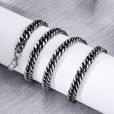 6MM 201 Stainless Steel Cuban Link Chain Necklaces NJEW-Q013-14B-1