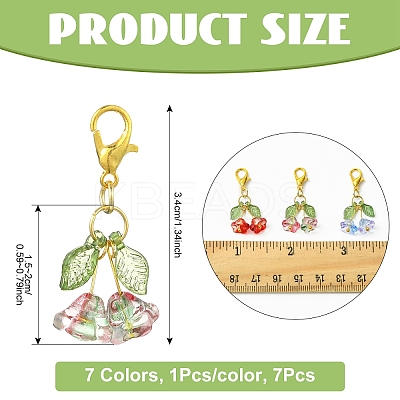 7Pcs Glass & Acrylic Pendant Decorations HJEW-YW00125-1