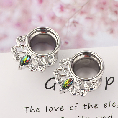 316L Surgical Stainless Steel Colorful Rhinestone Horse Eye Ear Plugs Gauges WG2285B-08-1