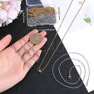 20Pcs 2 Colors Ion Plating(IP) 304 Stainless Steel Cable Chain Necklaces Set MAK-BBC0001-11C-1