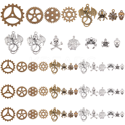 60Pcs 15 Style Tibetan Style Alloy Pendants TIBE-PH0002-09-1