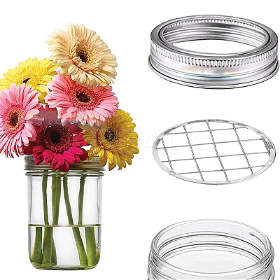 15Pcs Galvanized Iron Mason Jar Flower Frog Lid AJEW-GF0007-42-1