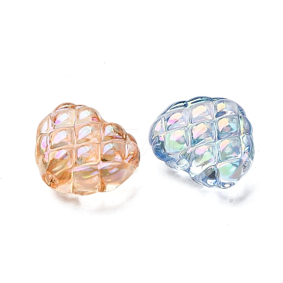 UV Plating Transparent Crackle Acrylic Beads OACR-G052-10D-1