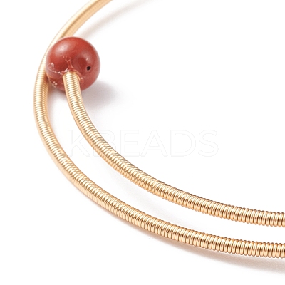 Natural Gemstone & Pearl Round Beaded Bangle BJEW-JB08464-1