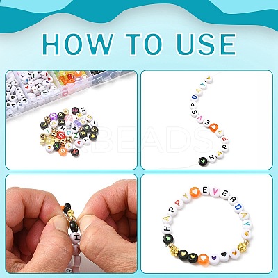 DIY Star & Flower & Letter Acrylic & Plastic Stretch Bracelet Beaded Necklace Making Kit DIY-YW0008-43-1