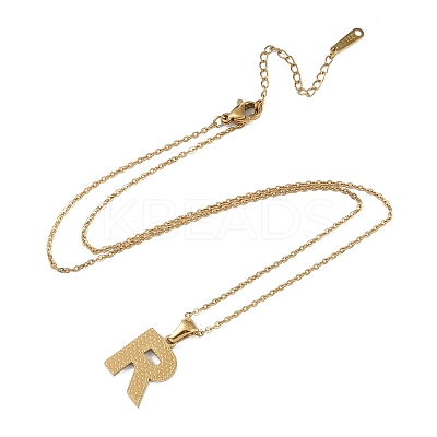 Ion Plating(IP) Initial Letter 304 Stainless Steel Pendant Necklaces NJEW-M199-01G-R-1