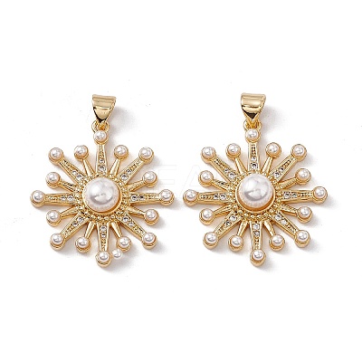 Brass Micro Pave Cubic Zirconia Pendants KK-B061-17G-1