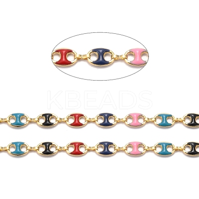 Golden Plated Alloy Enameled Coffee Bean Links Chains LCHA-H004-02G-A-1