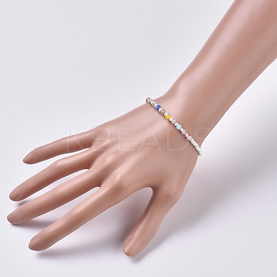 Millefiori Glass Beaded Bracelets BJEW-JB04643-1