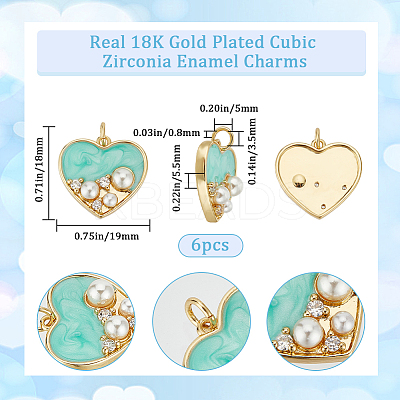 6Pcs Rack Plating Brass Micro Pave Cubic Zirconia Pendants KK-BBC0011-01-1