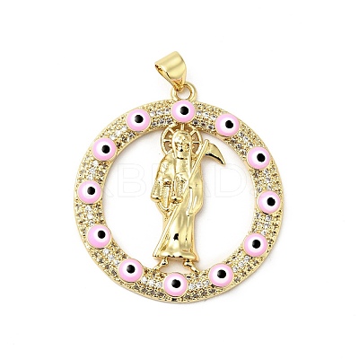 Rack Plating Brass Micro Pave Clear Cubic Zirconia Pendants ZIRC-I059-12G-1