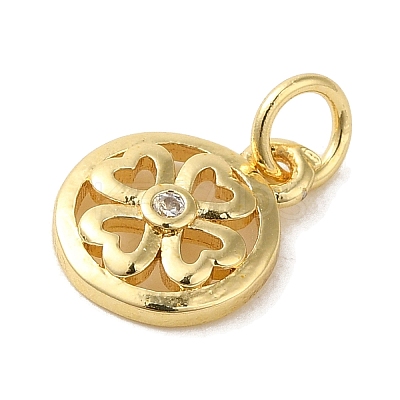 Brass Micro Pave Clear Cubic Zirconia Pendants KK-R162-006E-G-1