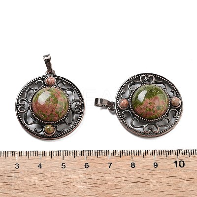 Natural Unakite Pendants G-Q158-03A-R09-1