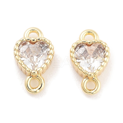 Brass Pave Clear Cubic Zirconia Connector Charms KK-P271-35G-1
