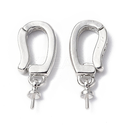 Brass Micro Pave Clear Cubic Zirconia Twister Clasps KK-P223-42P-1