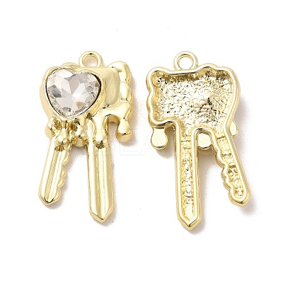 Glass Heart Key Pendants PALLOY-E024-29LG-01-1