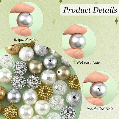 50Pcs 10 Styles Transparent Resin Rhinestone Graduated Beads RESI-YW0004-41-1