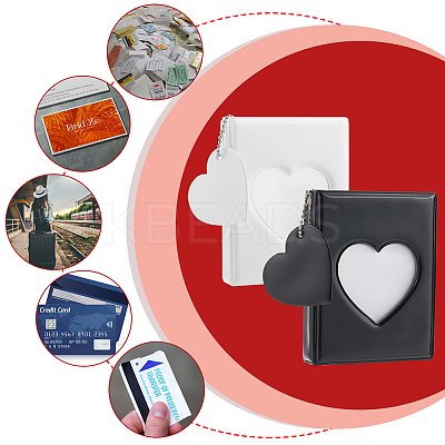 2 Sets 2 Colors 3 Inch PVC Mini Heart Hollow Photocard Holder Book AJEW-CP0005-83-1