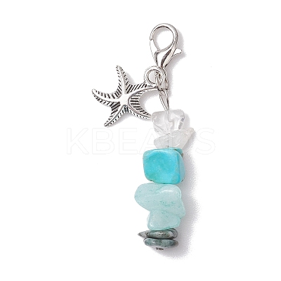 Natural Quartz Crystal & South Africa Jasper Chips Pendant Decoration HJEW-JM02100-01-1