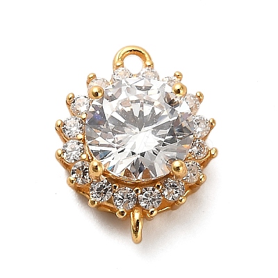 925 Sterling Silver Clear Cubic Zirconia Connector Charms STER-U009-02G-1
