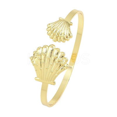 Marine Organism Brass Cuff Bangles for Women BJEW-D368-03H-G-1