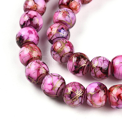 Baking Paint Glass Beads Strands DGLA-N003-6mm-B03-1