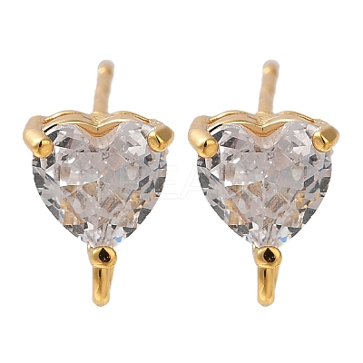 Brass Clear Cubic Zirconia Stud Earrings Finding for Women EJEW-B107-14G-1
