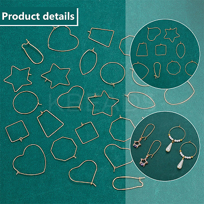 36pcs 9 style Brass Hoop Earring Findings KK-PH0005-99-1