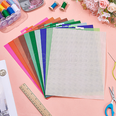10Pcs 10 Colors Plastic Canvas Sheets for Embroidery DIY-AR0004-72-1