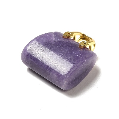 Natural Lepidolite Brass Pendants KK-E274-01G-22-1