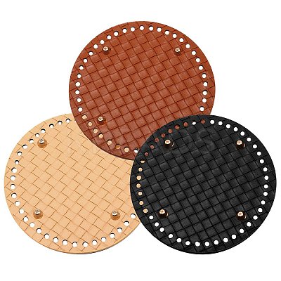 3Pcs 3 Colors Leather Flat Round Bottom FIND-WR0003-78-1