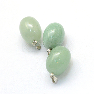 Oval Natural Green Aventurine Pendants G-Q433-09-1