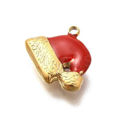 Christmas 304 Stainless Steel Red Enamel Charms STAS-L022-469G-1