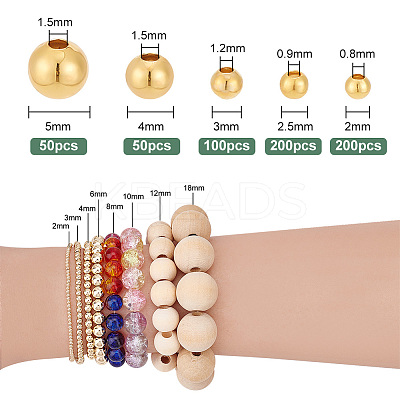 600Pcs 5 Style Brass Beads KK-PH0005-63-1