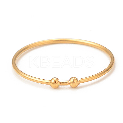 Ion Plating(IP) 304 Stainless Steel Round Beaded Finger Ring for Women RJEW-I096-14G-1