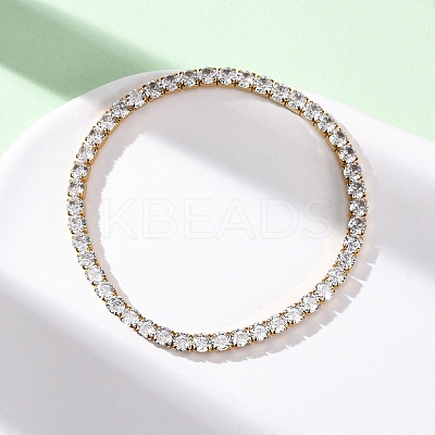 304 Stainless Steel with Clear Cubic Zirconia Link Chain Bracelets for Women BJEW-G754-02G-1