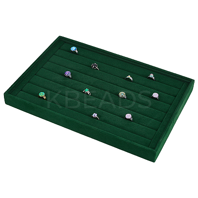 Velvet with Wood Jewelry Display Storage Plate ODIS-WH0038-92-1