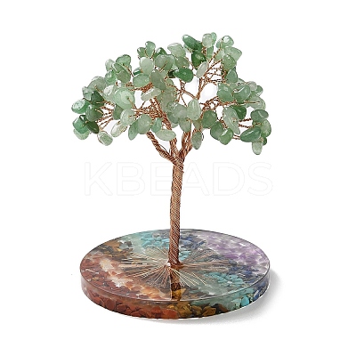 Natural Green Aventurine Chips Tree Decorations DJEW-M012-03B-1