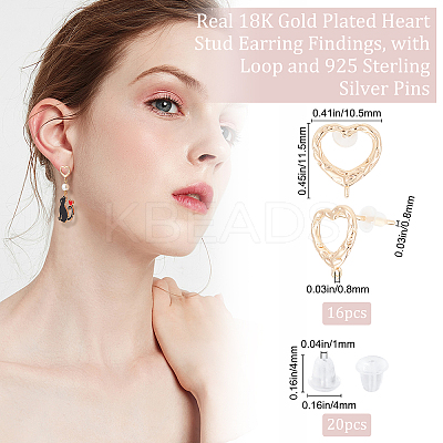 16Pcs Brass Stud Earring Findings KK-BBC0004-56-1