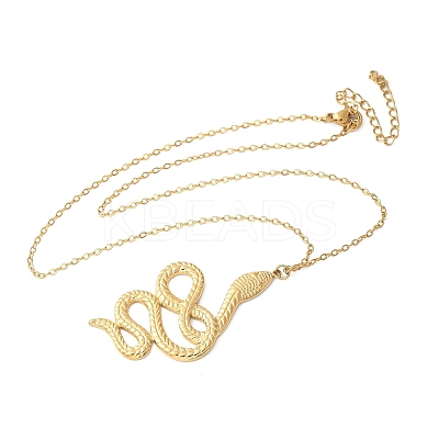 304 Stainless Steel Snake Pendant Necklaces for Women Men NJEW-Z063-03G-08-1